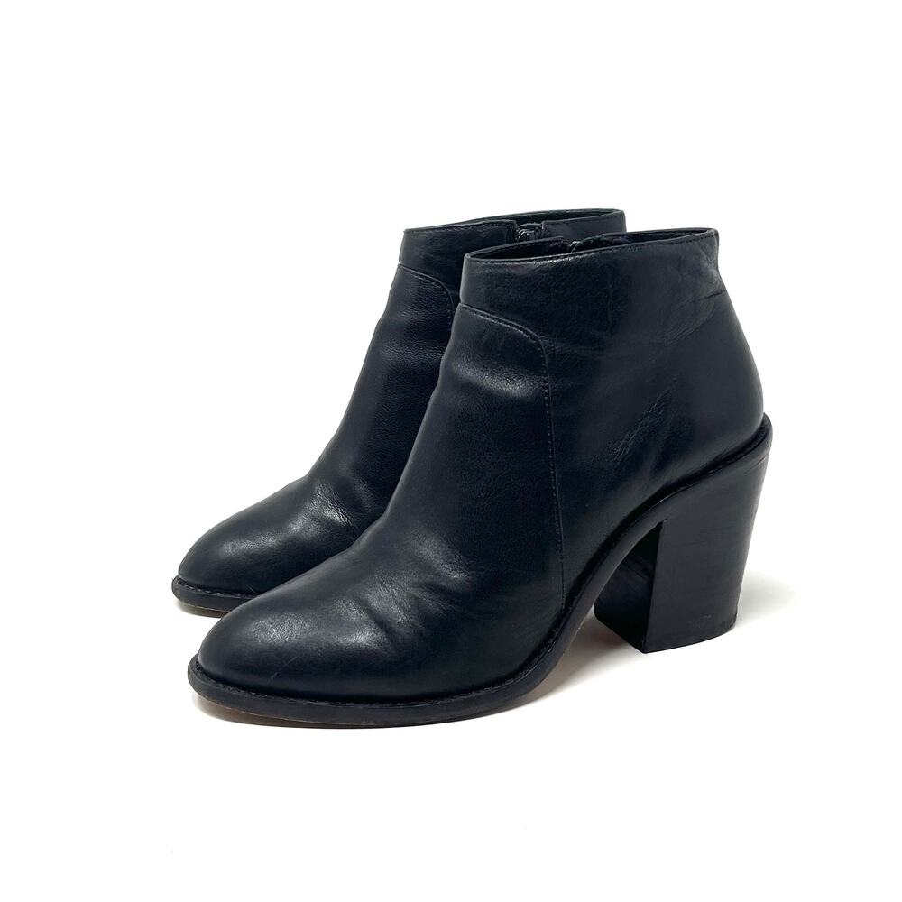 Loeffler Randall Ella Leather Ankle Boots - Black - Size 7.5